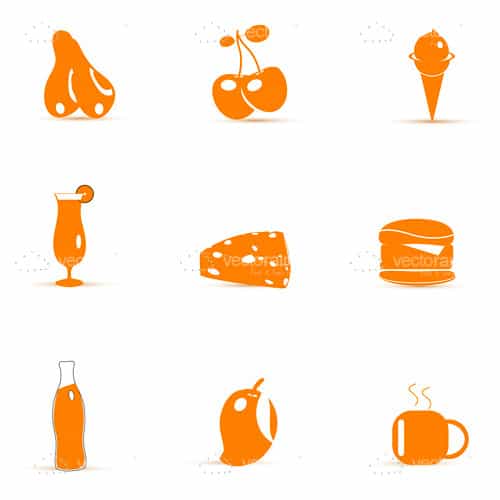 Abstract Orange Food Items Icon Pack